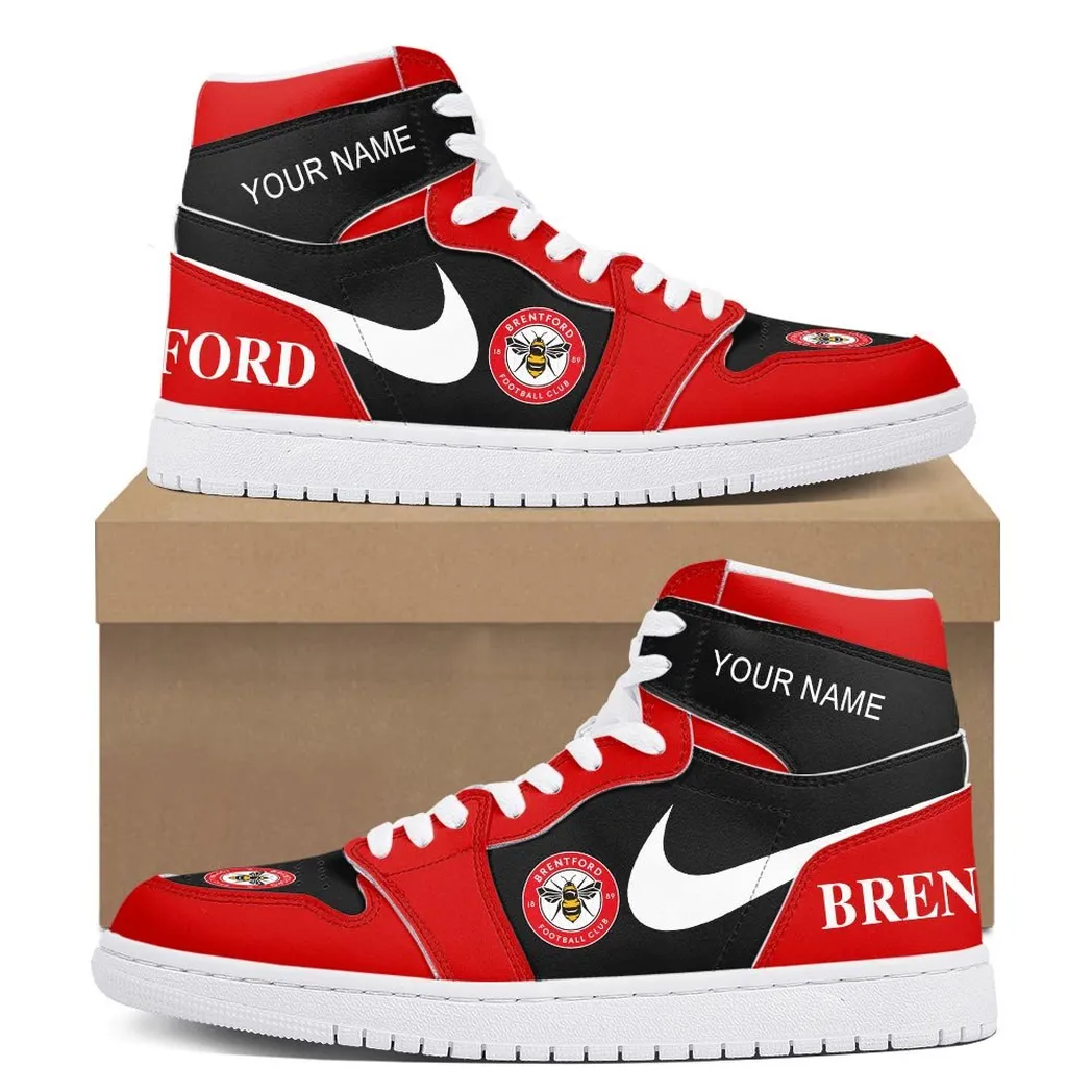 Brentford Air Jordan 1 High Sneakers, Nike Sneakers For Brentford Fans EPL16042525701
