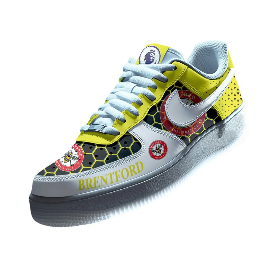 Brentford EPL Air Low-Top Sneakers SPO2020014, Gift For Fan Brentford - Yellow