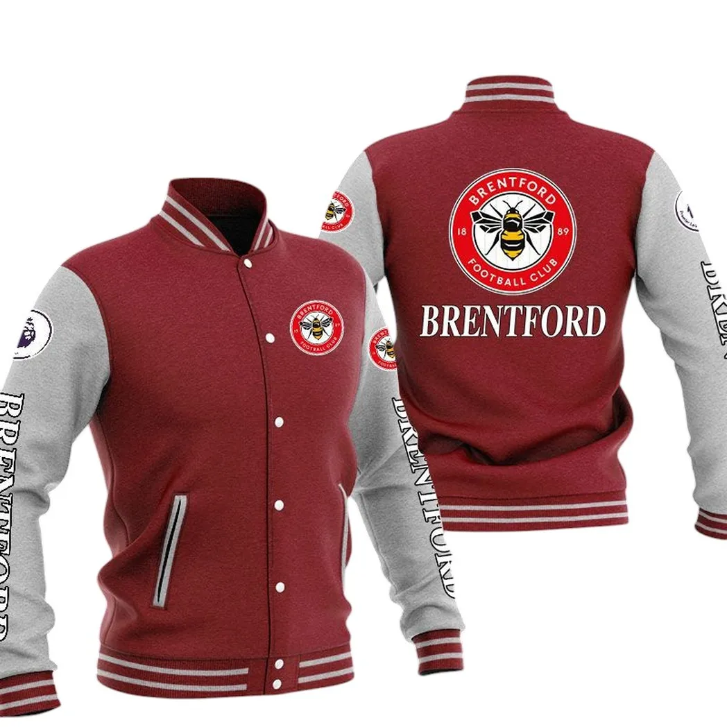Brentford  EPL Baseball Jacket SPO1320013, Gift For Fan Brentford  - Burgundy