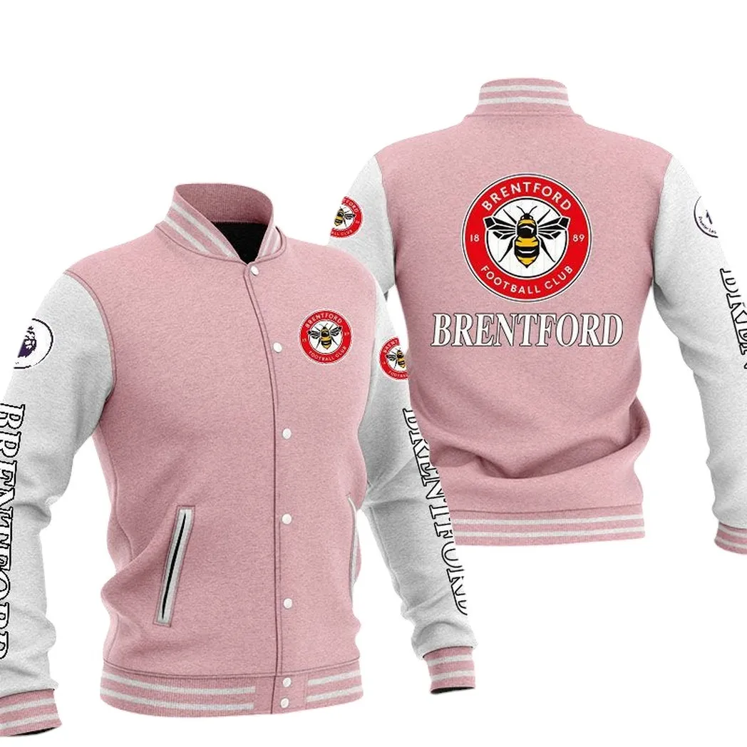 Brentford  EPL Baseball Jacket SPO1320013, Gift For Fan Brentford  - Pink