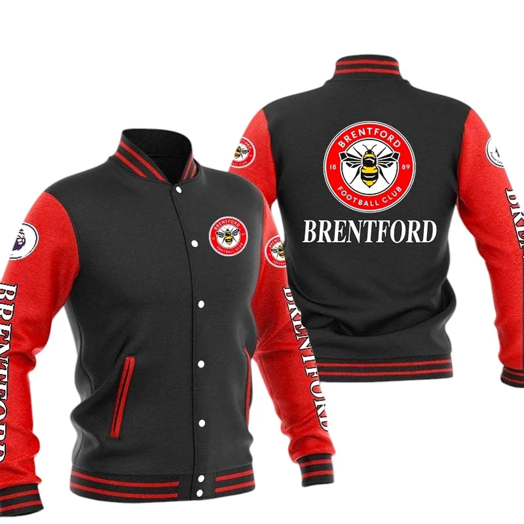 Brentford  EPL Baseball Jacket SPO1320013, Gift For Fan Brentford  - Red Black