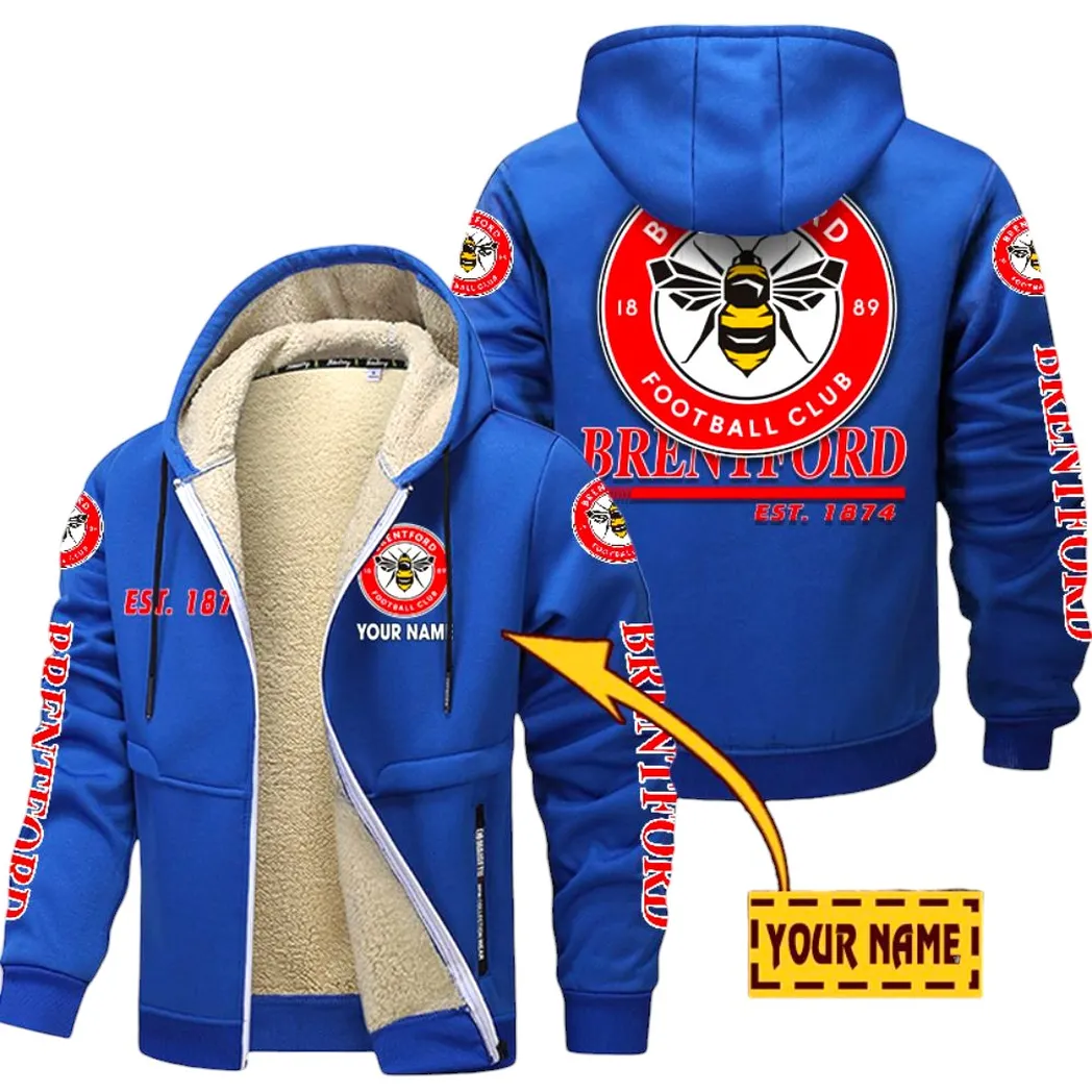 Brentford EPL Lamb Fleece Thick Coat SPO0520010, Gift For Fan Brentford - Blue