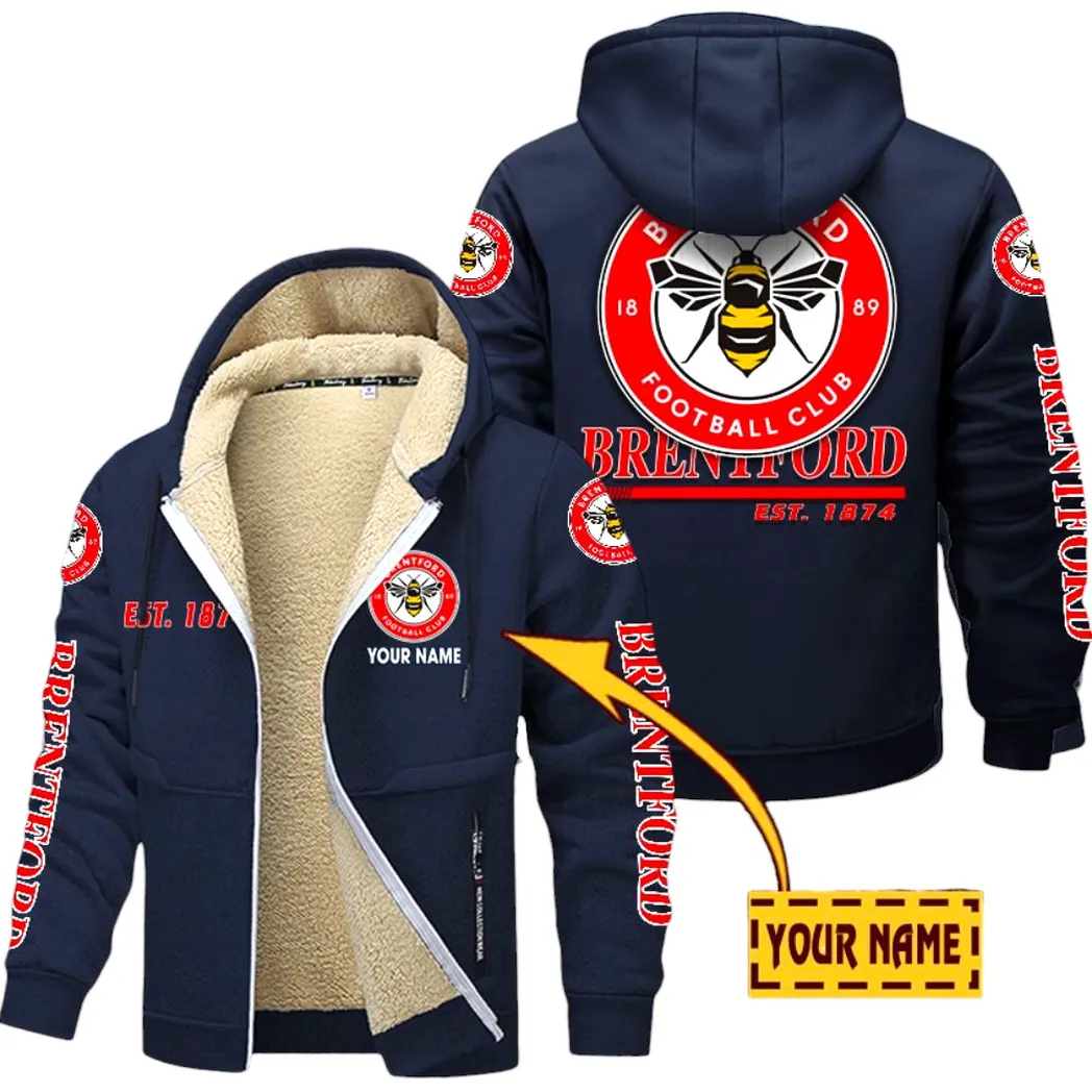 Brentford EPL Lamb Fleece Thick Coat SPO0520010, Gift For Fan Brentford - Navy