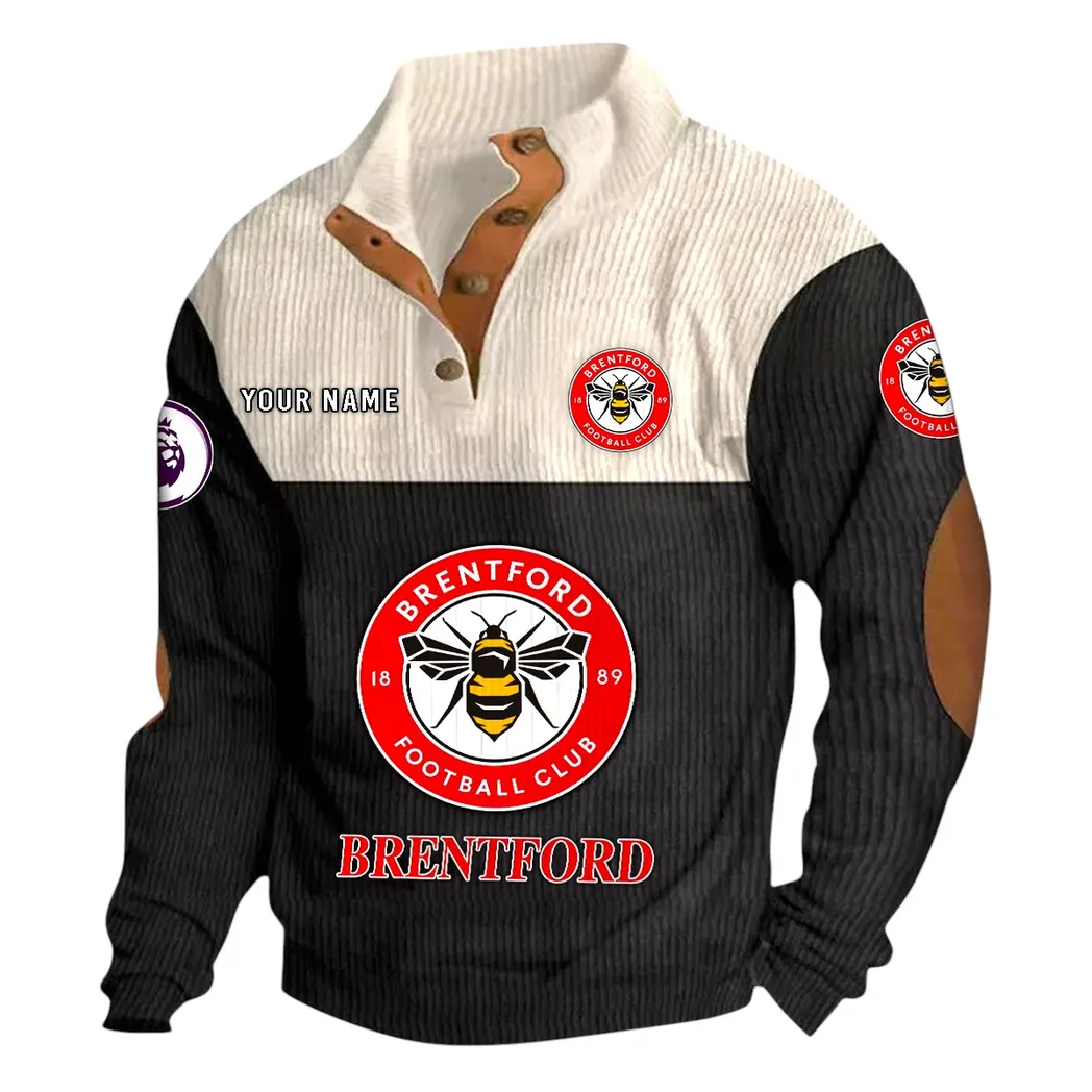 Brentford  EPL Stand Up Collar Base Shirt SPO0820010, Gift For Fan Brentford  - Black