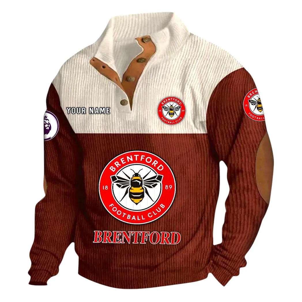 Brentford  EPL Stand Up Collar Base Shirt SPO0820010, Gift For Fan Brentford  - Burgundy