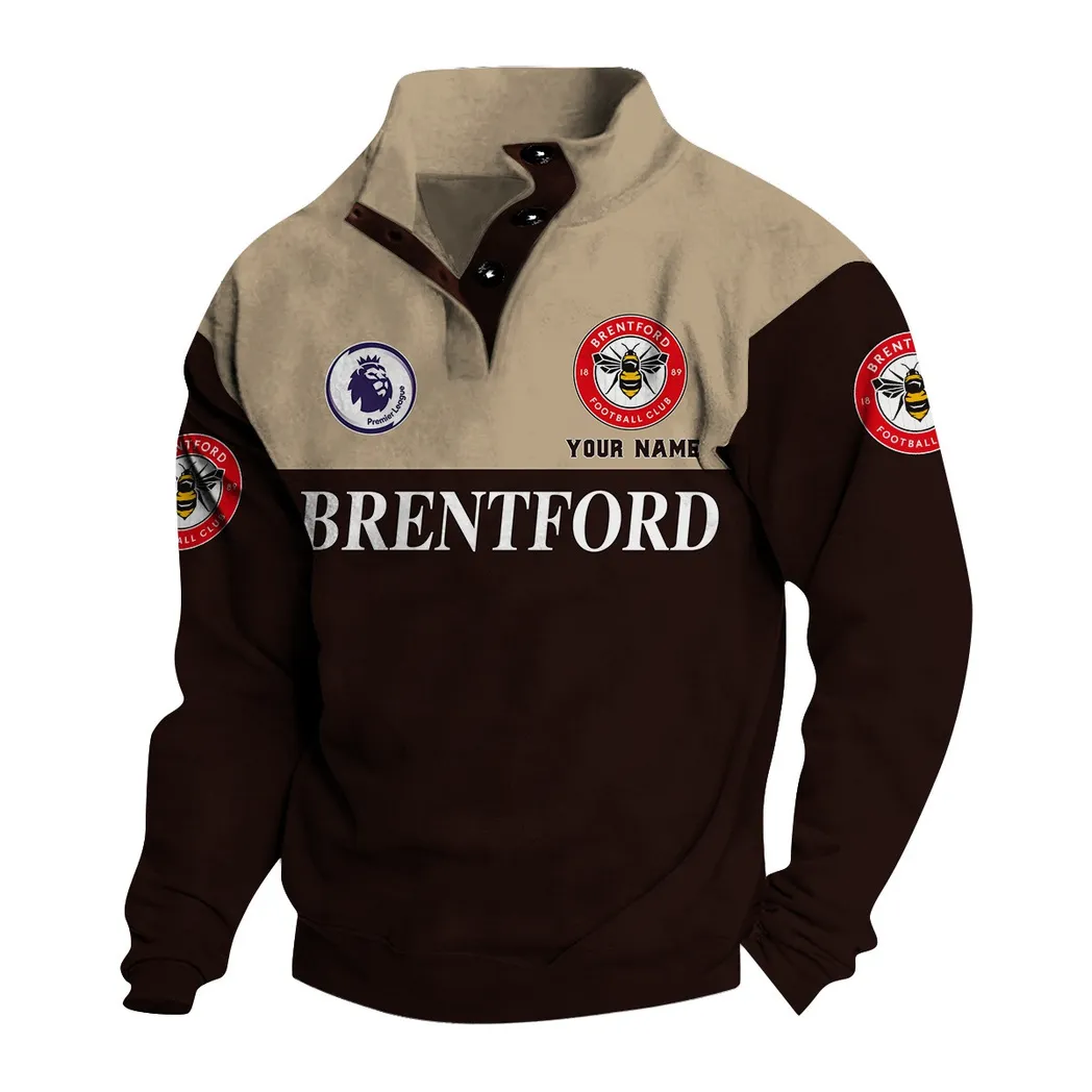 Brentford EPL Stand Up Collar Base Shirt SPO0920005, Gift For Fan Brentford - Black