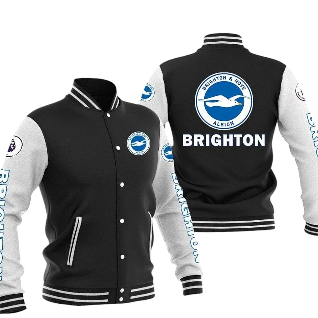 Brighton EPL Baseball Jacket SPO1320005, Gift For Fan Brighton - Black