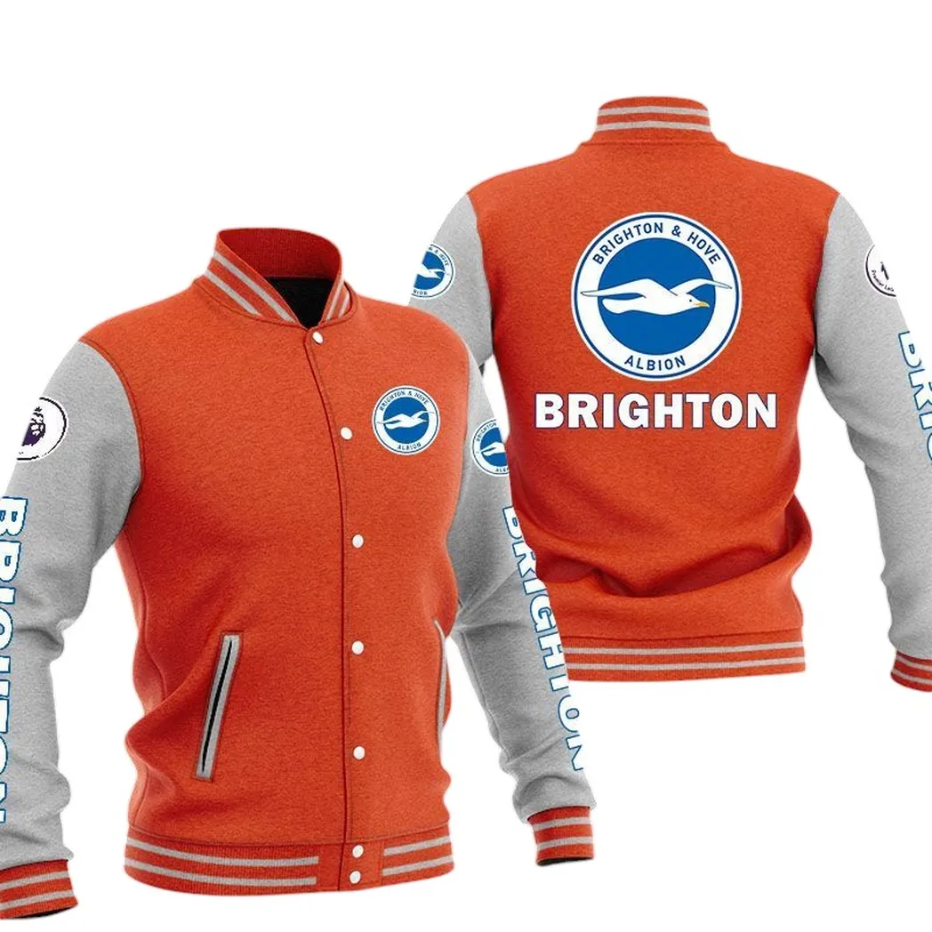 Brighton EPL Baseball Jacket SPO1320005, Gift For Fan Brighton - Orange