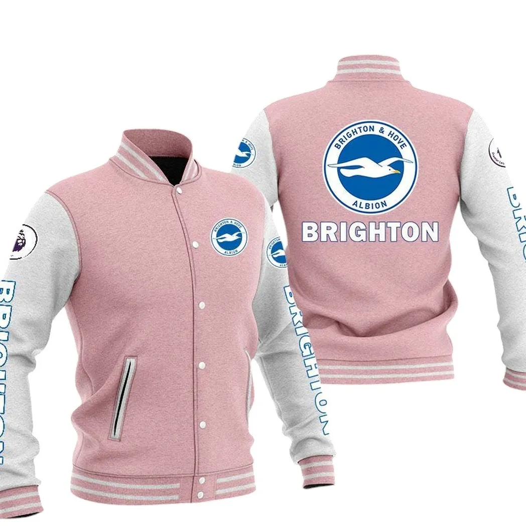 Brighton EPL Baseball Jacket SPO1320005, Gift For Fan Brighton - Pink