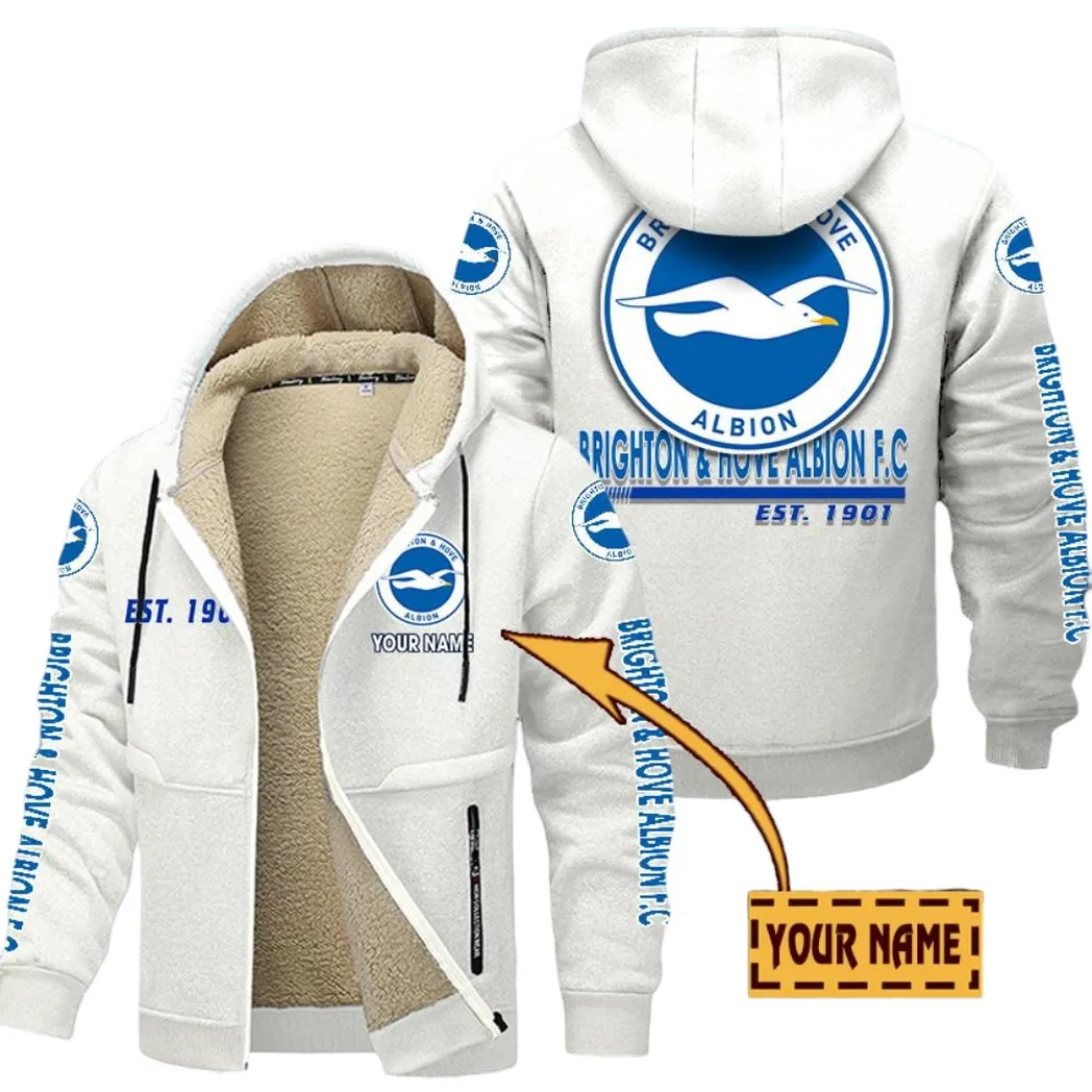 Brighton EPL Lamb Fleece Thick Coat SPO0520019, Gift For Fan Brighton - White