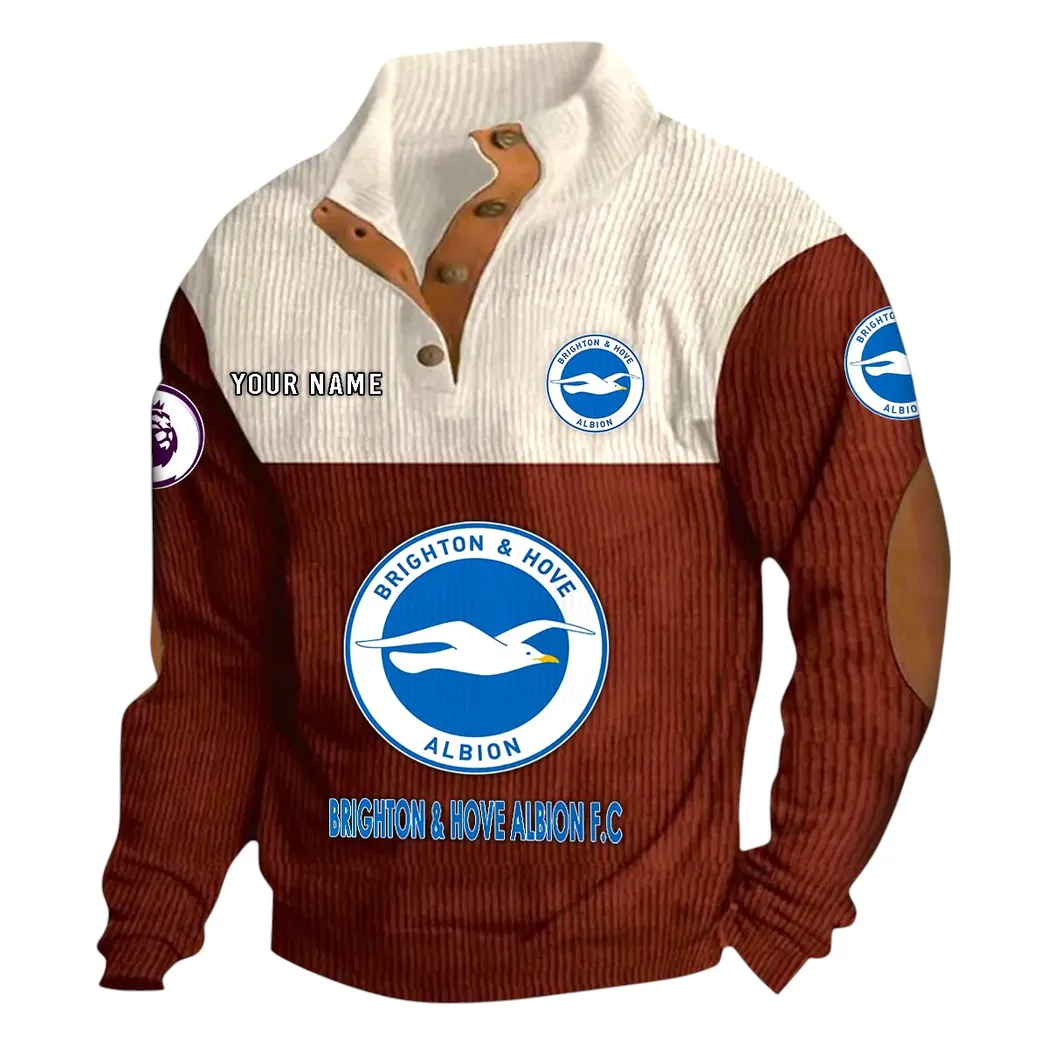 Brighton  EPL Stand Up Collar Base Shirt SPO0820015, Gift For Fan Brighton  - Burgundy