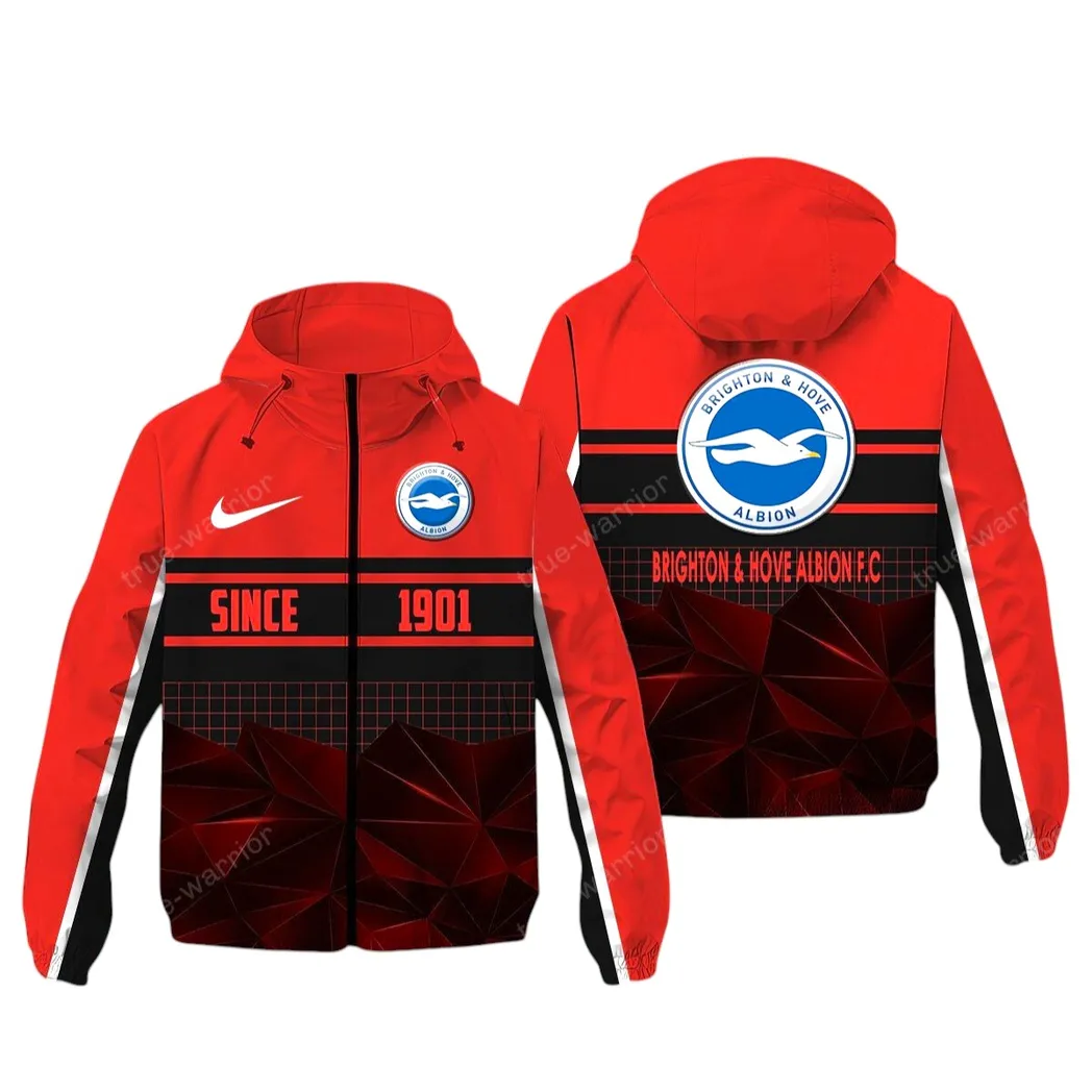 Brighton EPL Windbreaker Jacket SPO0720005, Gift For Fan Brighton - Red