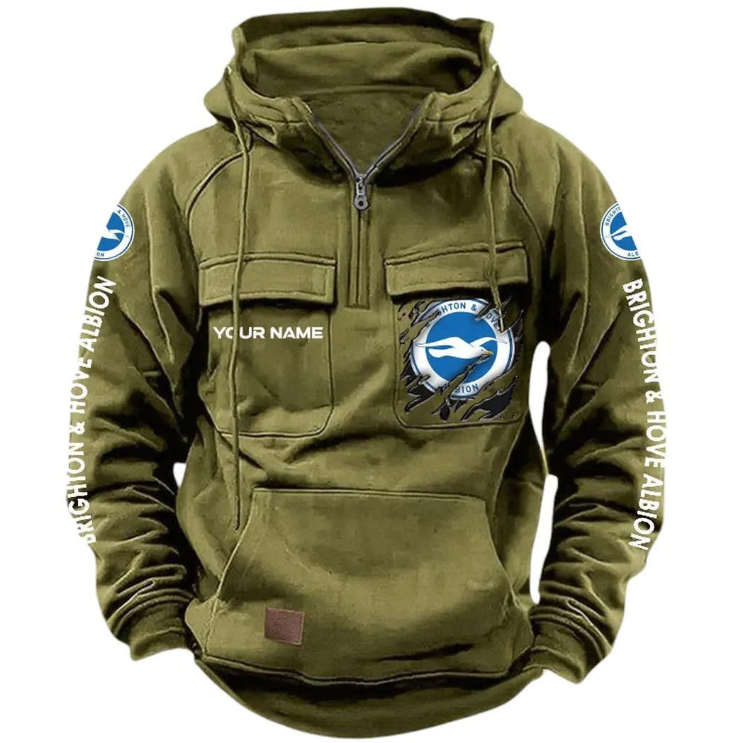 Brighton Hoodie  Tactical Quarter Zip, All Over Print Hoodie Brighton EPL17042625372 - Army Green