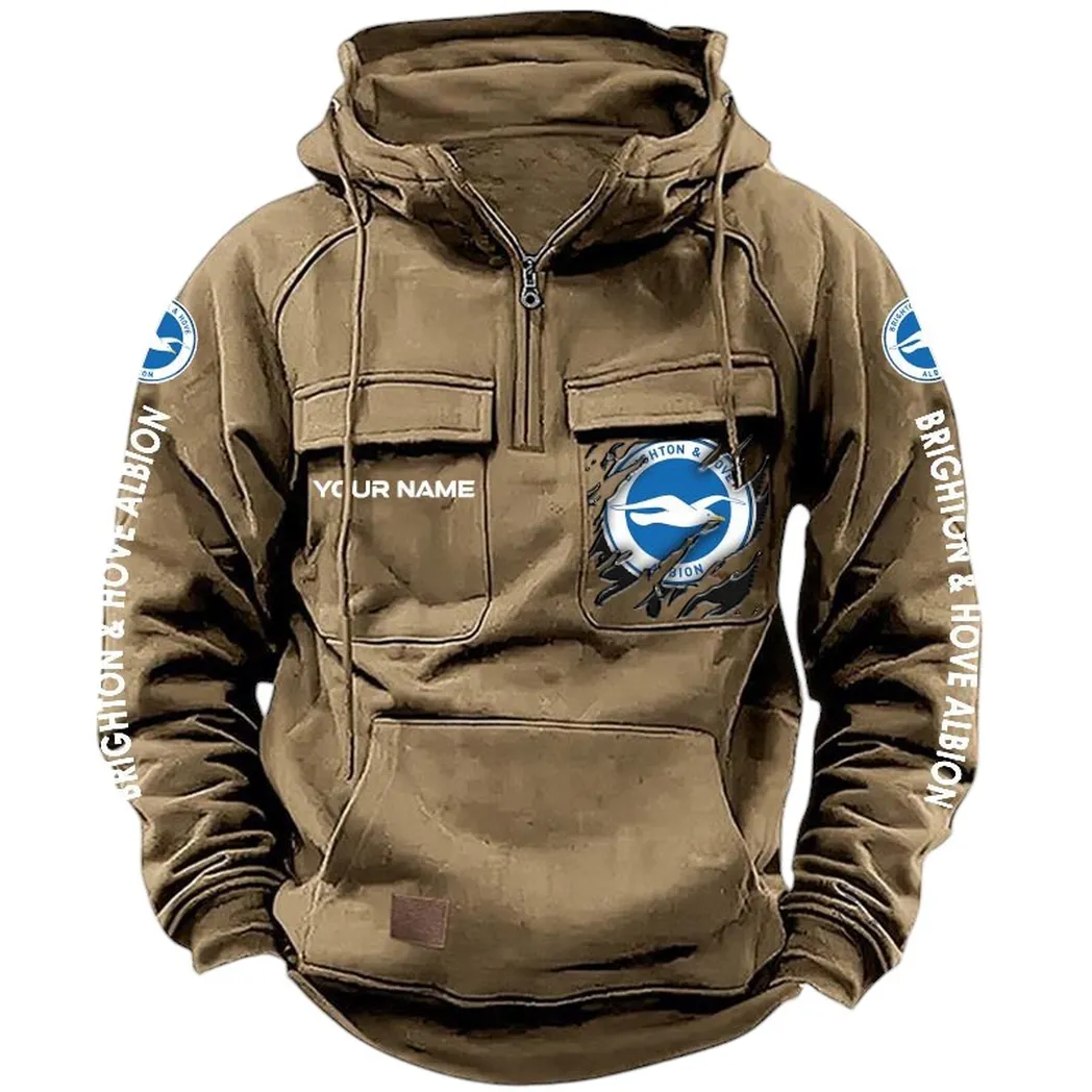Brighton Hoodie  Tactical Quarter Zip, All Over Print Hoodie Brighton EPL17042625372 - Khaki