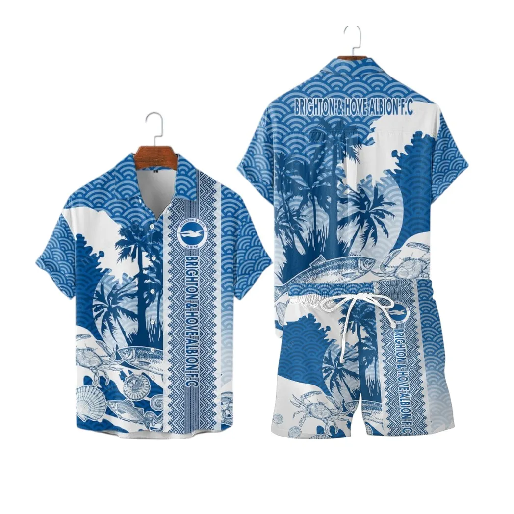 Brighton & Hove Albion F.C Hawaiian Shirt Set For Men, All Over Print Hawaiian Shirt Set Brighton & Hove Albion F.C EPL0104212516