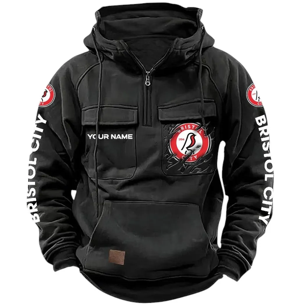 Bristol City Hoodie  Tactical Quarter Zip, All Over Print Hoodie Bristol City EPL17042625346 - Black