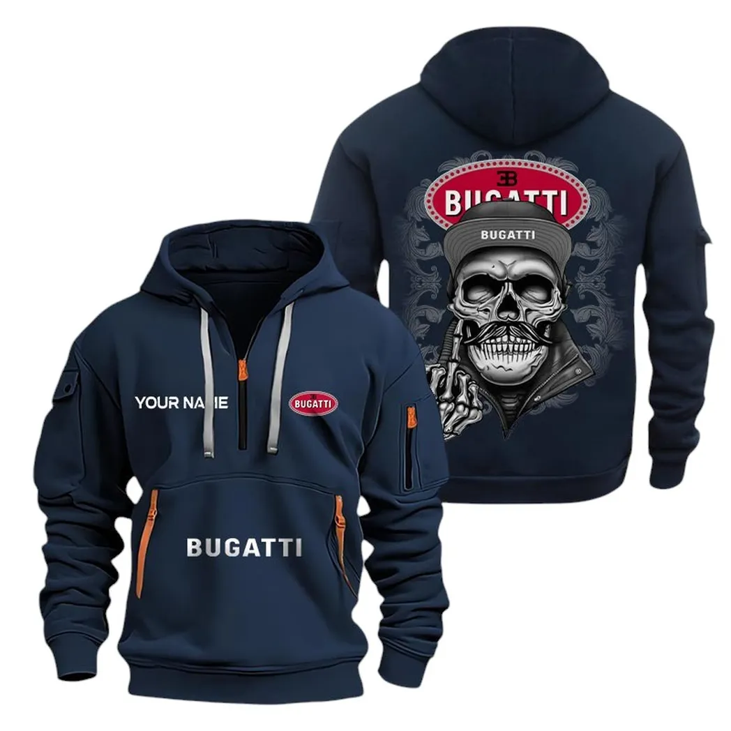 Bugatti Half Zip Hoodie For Men, Gift For Bugatti Fan CAR166022625130 - Navy