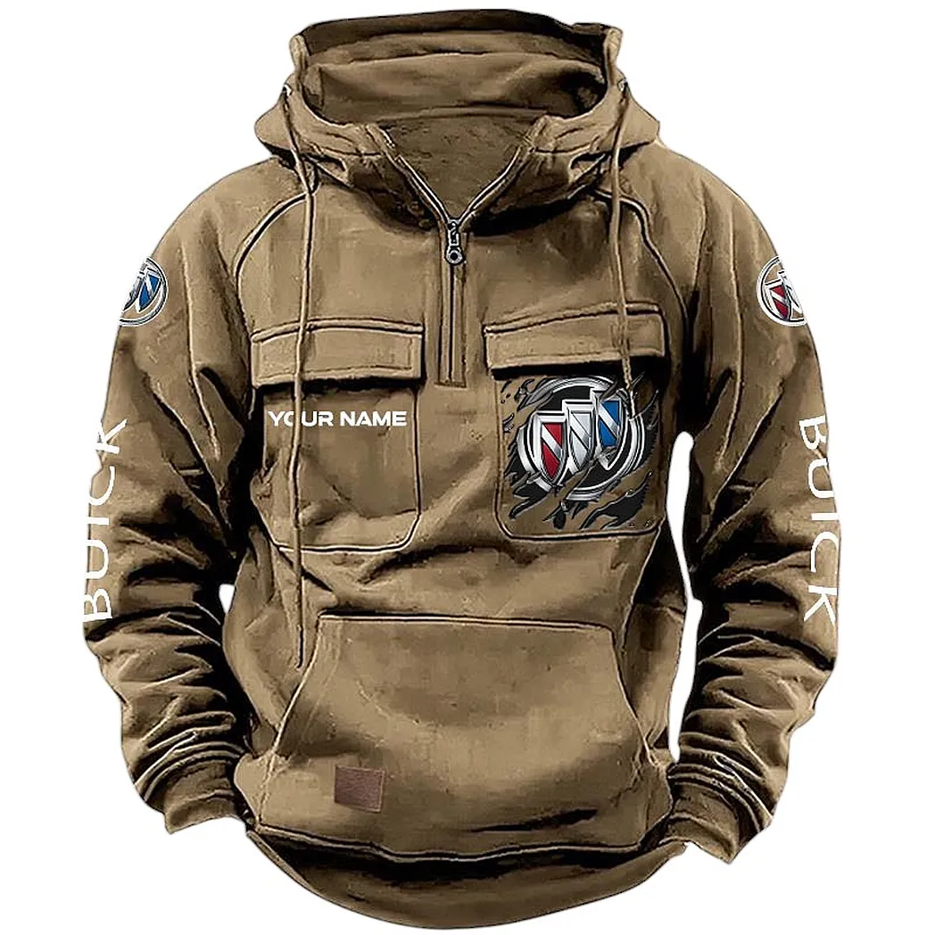 Buick Hoodie Tactical Quarter Zip, Gift For Buick Lovers CAR164022425146 - Khaki