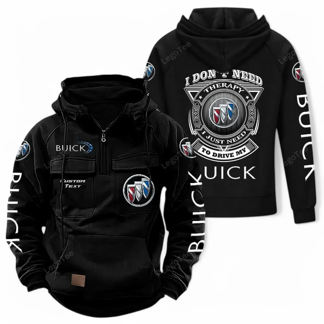 Buick Tactical Quarter Zip Hoodie CAR106021525070, Gifts For Men, Him, Husband, Boyfriend - Black
