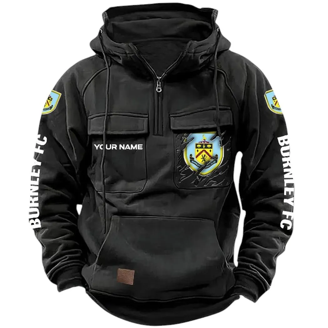 Burnley Hoodie  Tactical Quarter Zip, All Over Print Hoodie Burnley EPL17042625350 - Black