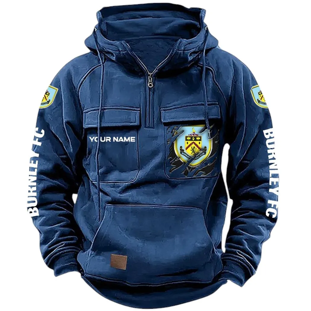 Burnley Hoodie  Tactical Quarter Zip, All Over Print Hoodie Burnley EPL17042625350 - Dark Blue