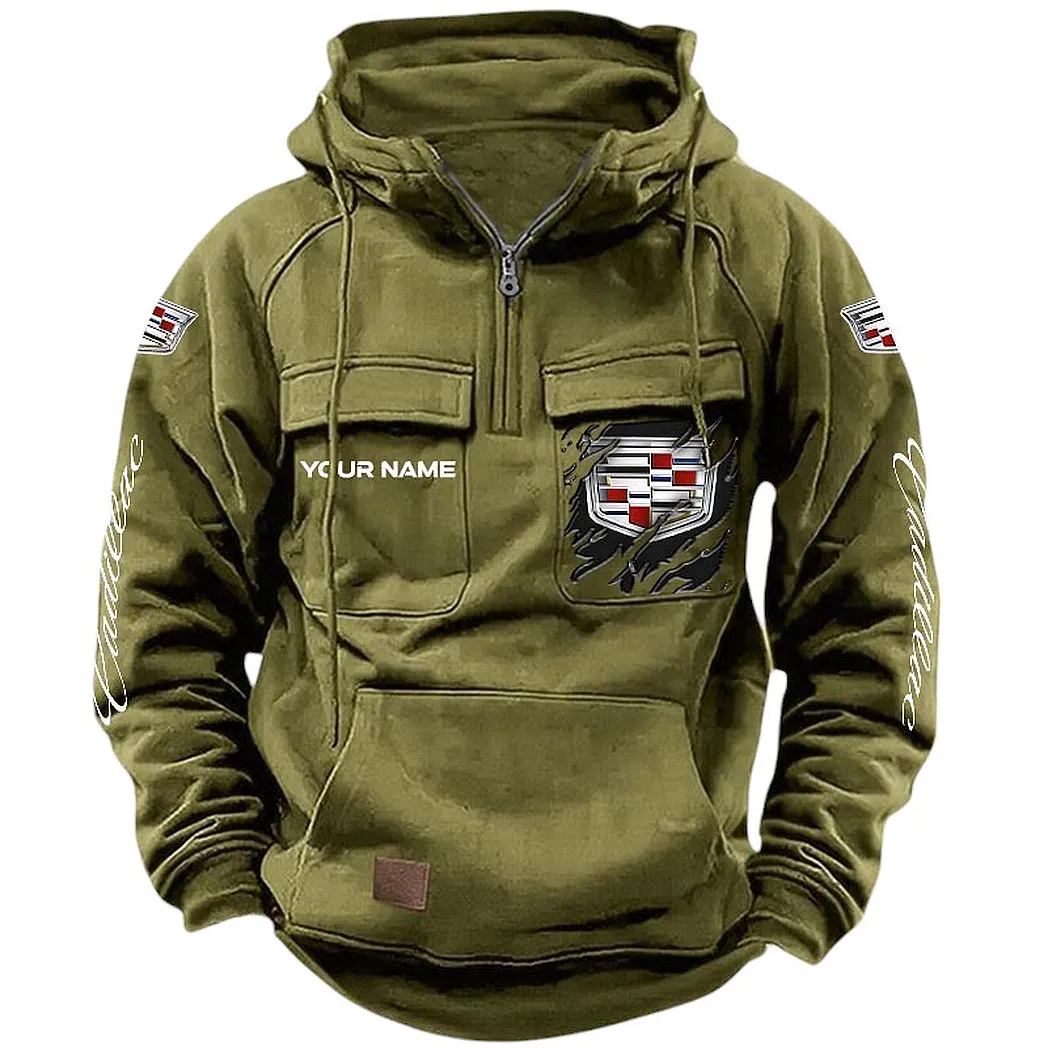 Cadillac Hoodie Tactical Quarter Zip, Gift For Cadillac Lovers CAR164022425132 - Army Green