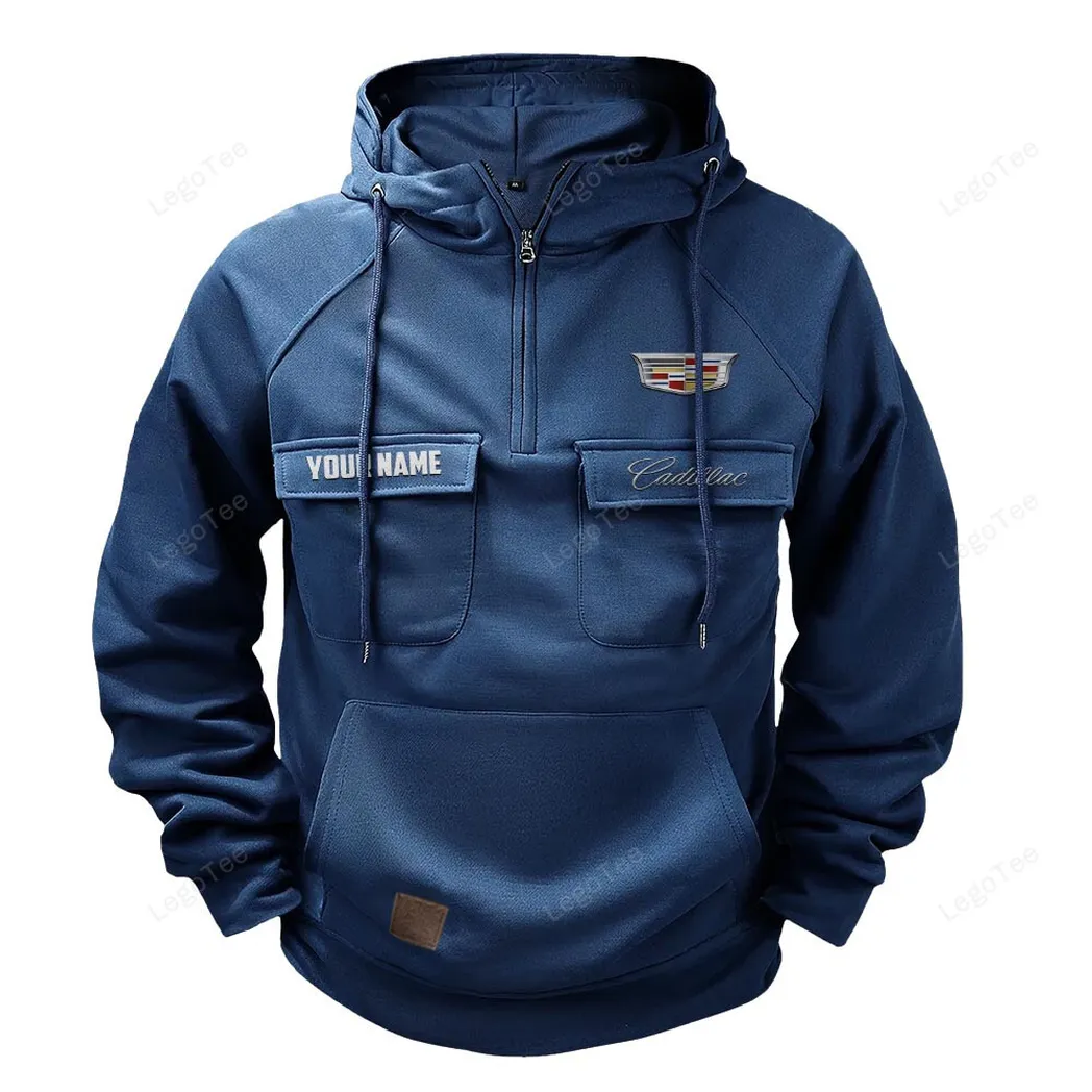 Cadillac Tactical Quarter Zip Hoodie, Gift For Cadillac Lovers, Gift For Him, Husband, Boyfriend - Dark Blue CAR109021425357-3