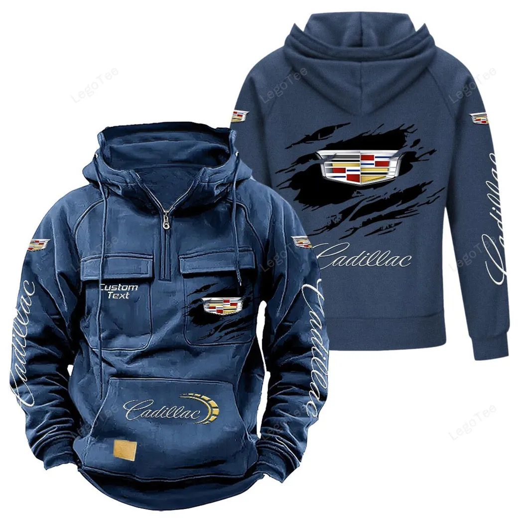 Cadillac Tactical Quarter Zip Hoodie, Gift For Cadillac Lovers, Gift For Him, Husband, Boyfriend - Dark Blue CAR122021425037-3