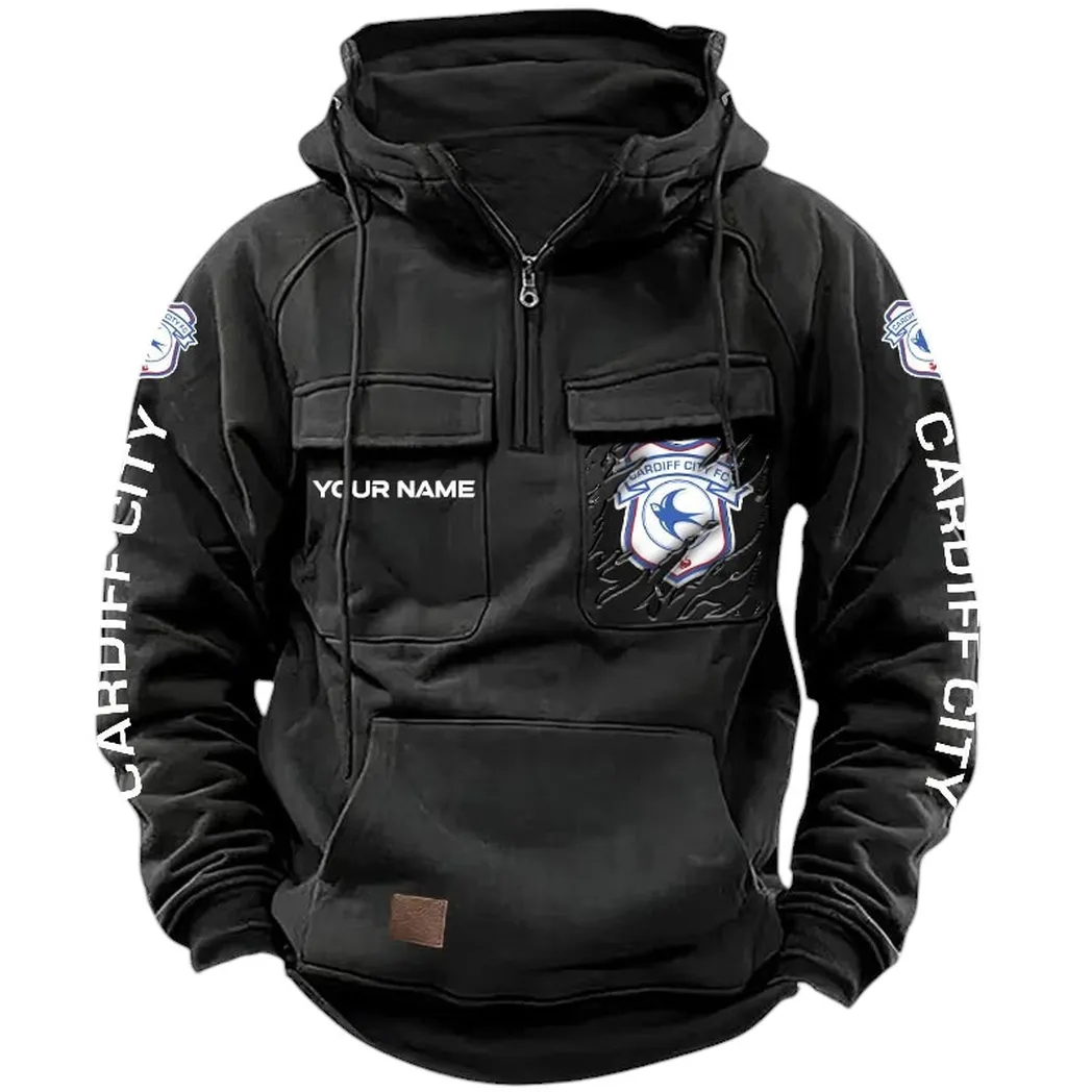 Cardiff City Hoodie  Tactical Quarter Zip, All Over Print Hoodie Cardiff City EPL17042625351 - Black