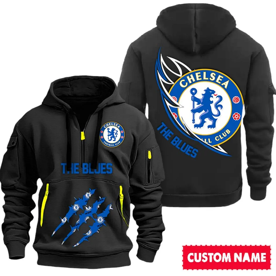 Chelsea EPL Hoodie Half Zipp SPO0120006, Gift For Fan Chelsea - Black