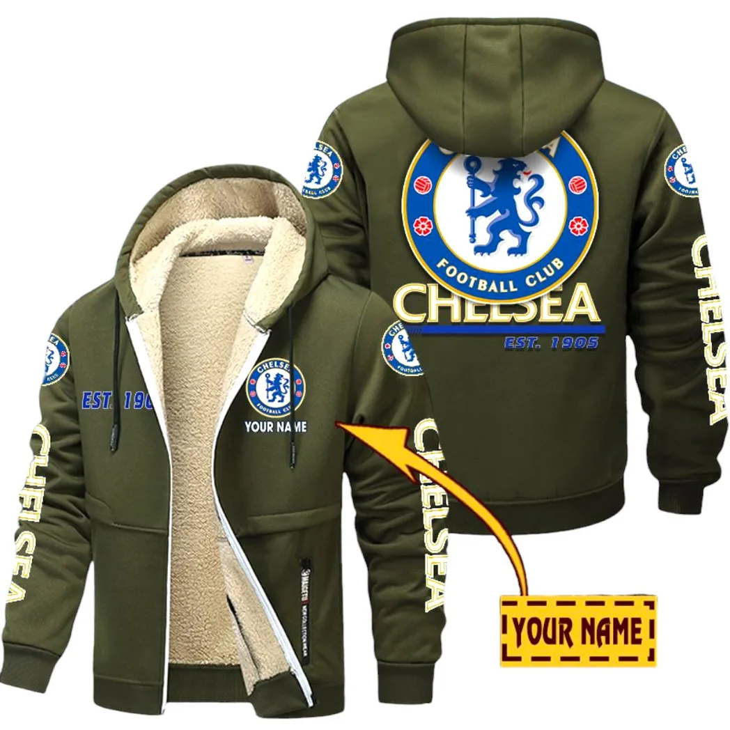 Chelsea EPL Lamb Fleece Thick Coat SPO0520003, Gift For Fan Chelsea - Army Green