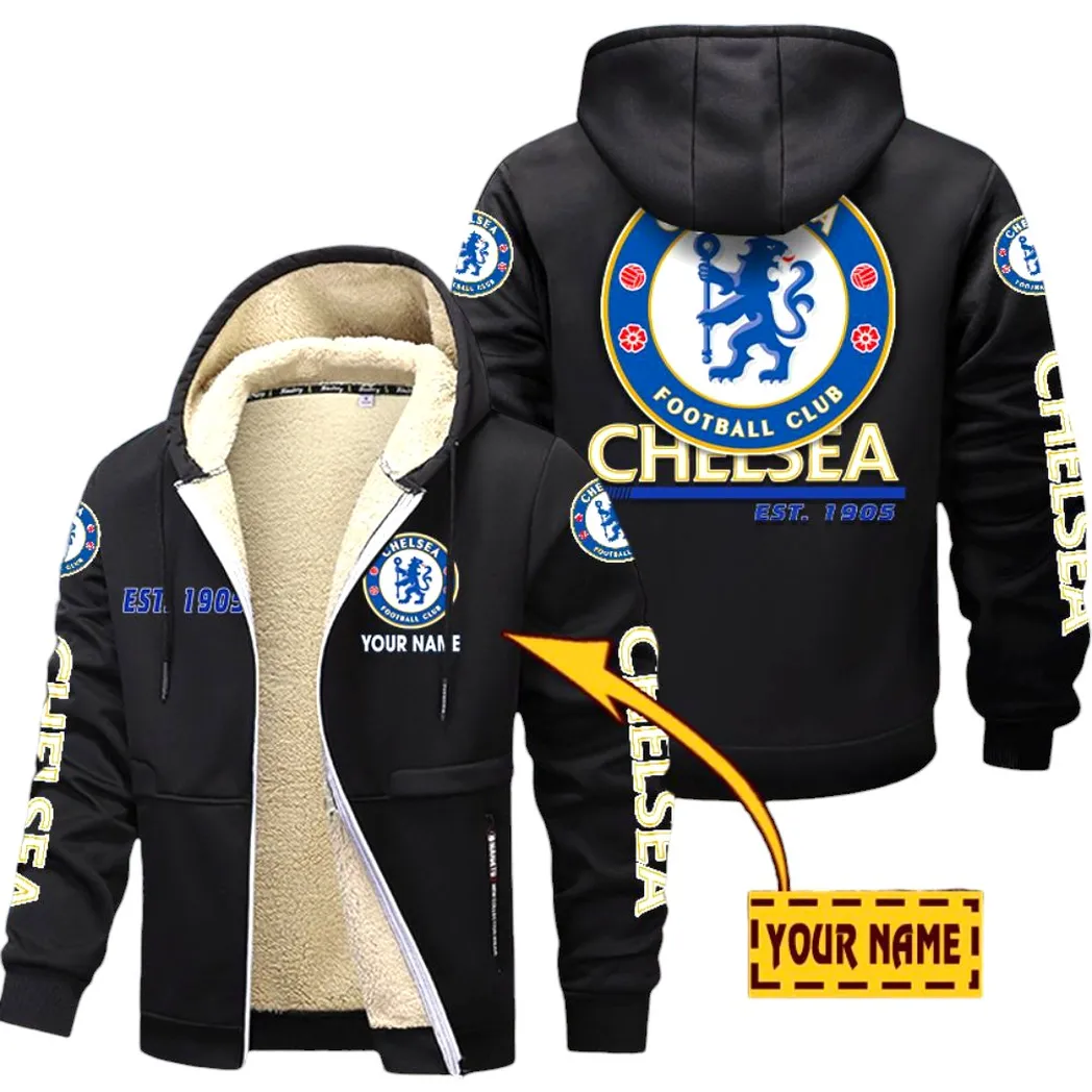 Chelsea EPL Lamb Fleece Thick Coat SPO0520003, Gift For Fan Chelsea - Black