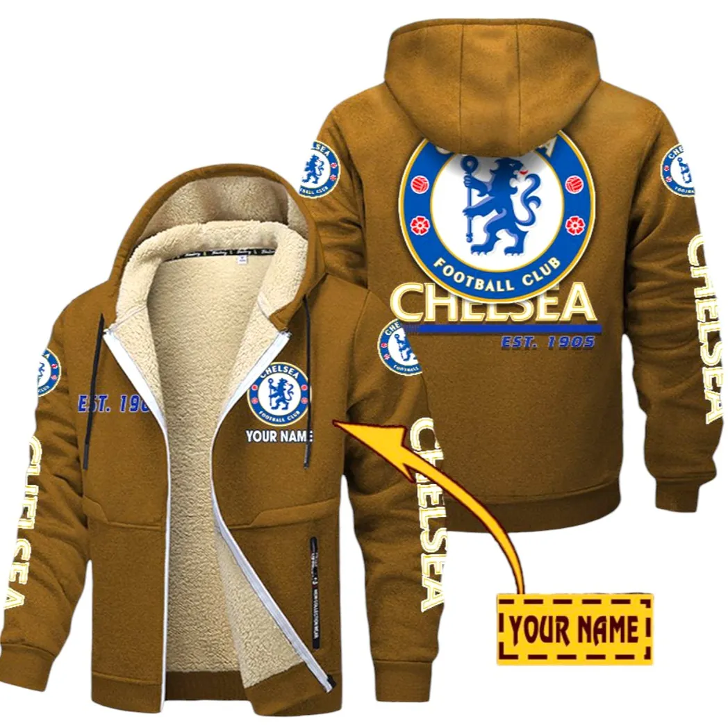 Chelsea EPL Lamb Fleece Thick Coat SPO0520003, Gift For Fan Chelsea - Brown