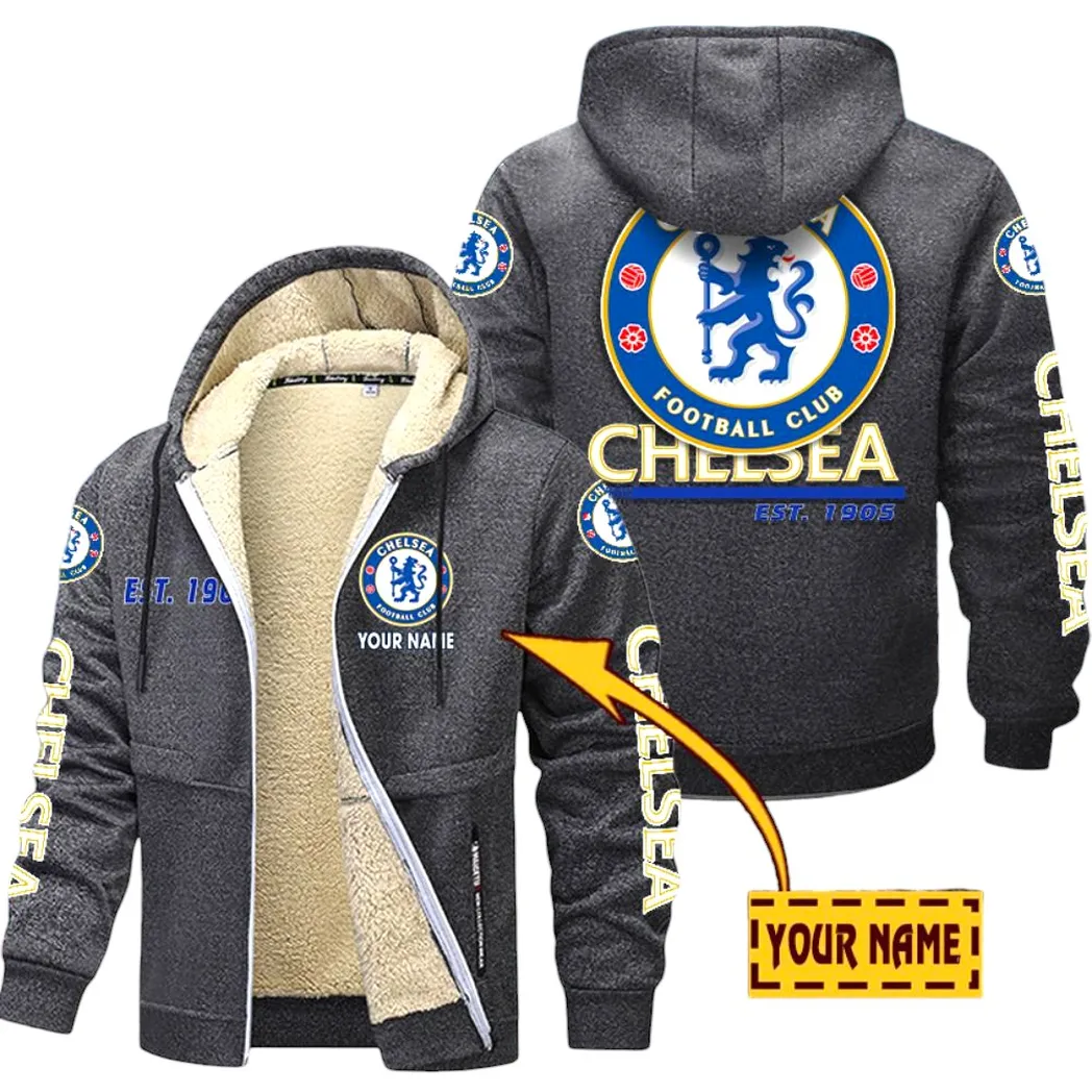 Chelsea EPL Lamb Fleece Thick Coat SPO0520003, Gift For Fan Chelsea - Dark Gray