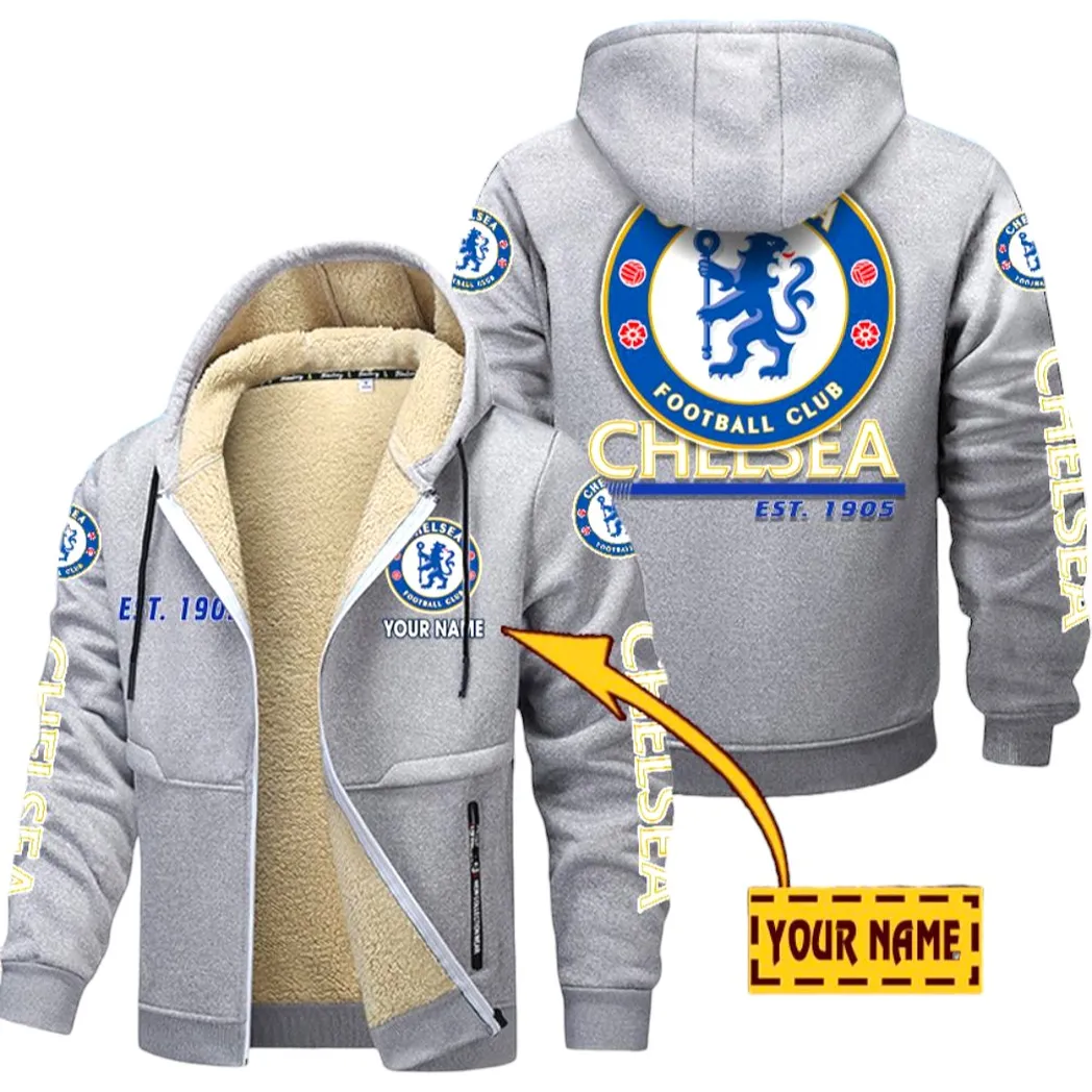 Chelsea EPL Lamb Fleece Thick Coat SPO0520003, Gift For Fan Chelsea - Light Gray