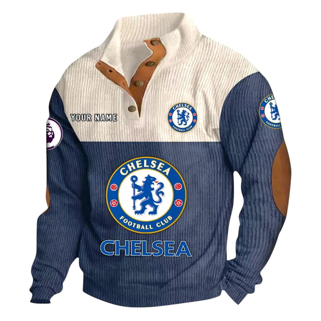 Chelsea EPL Stand Up Collar Base Shirt SPO0820009, Gift For Fan Chelsea - Navy