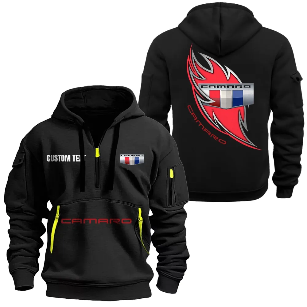 Chevrolet Camaro Hoodie Half Zipper CAR1701112054, CAR All Over Print Hoodie Half Zipper - Black