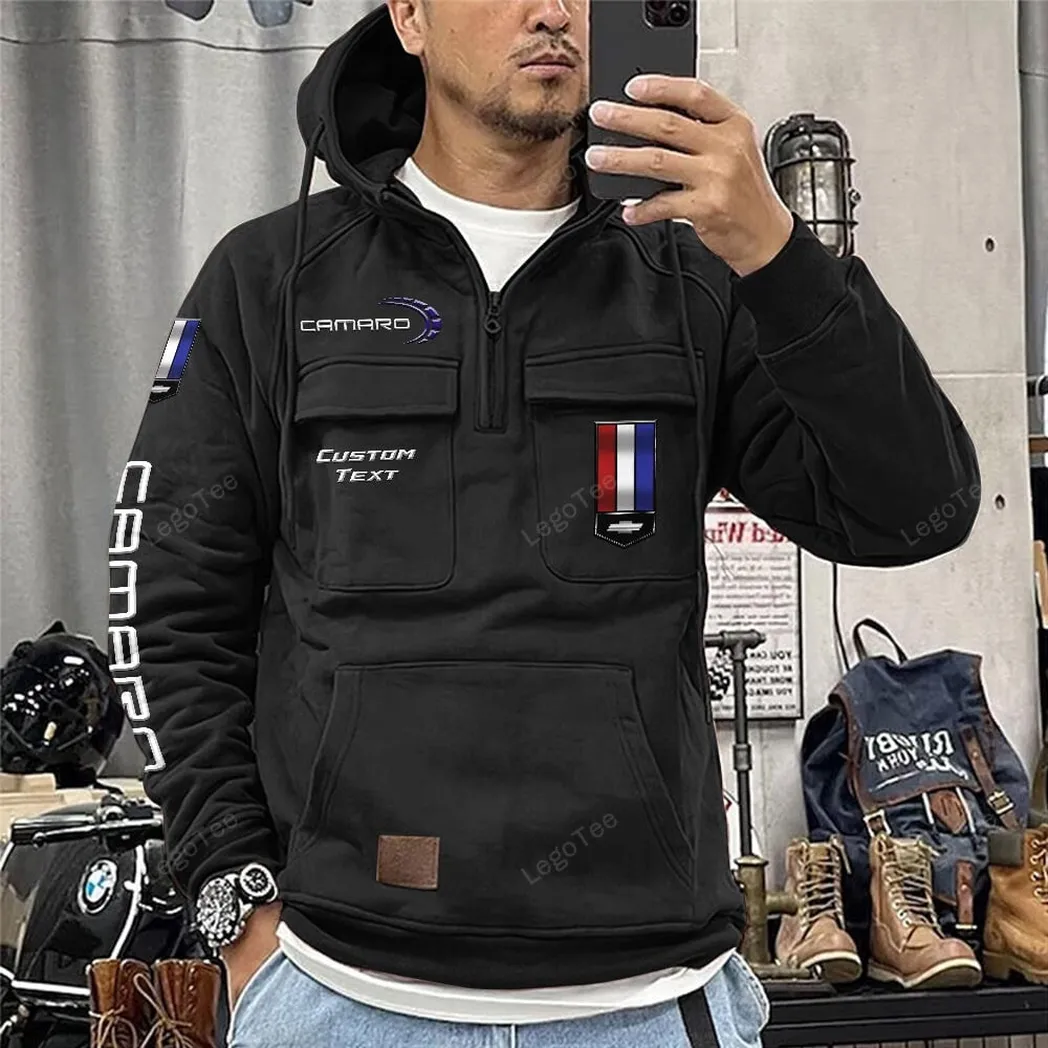 Chevrolet Camaro Tactical Quarter Zip Hoodie, Gift For Chevrolet Camaro Lovers, Gift For Him, Husband, Boyfriend - Black CAR96021425701-2