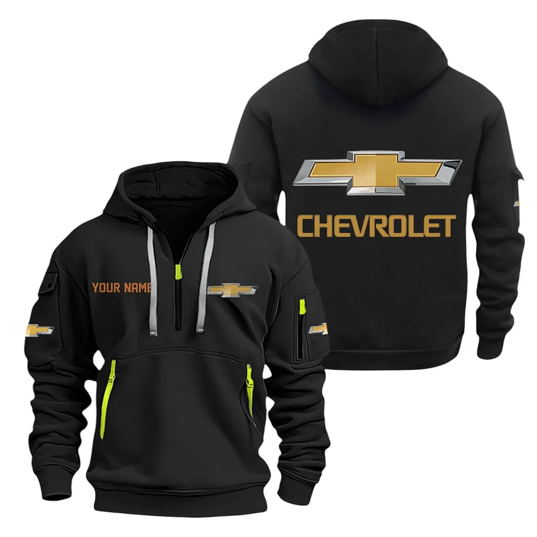 Chevrolet Half Zip Hoodie For Men, Gift For Chevrolet Lovers CAR20022125676 - Black