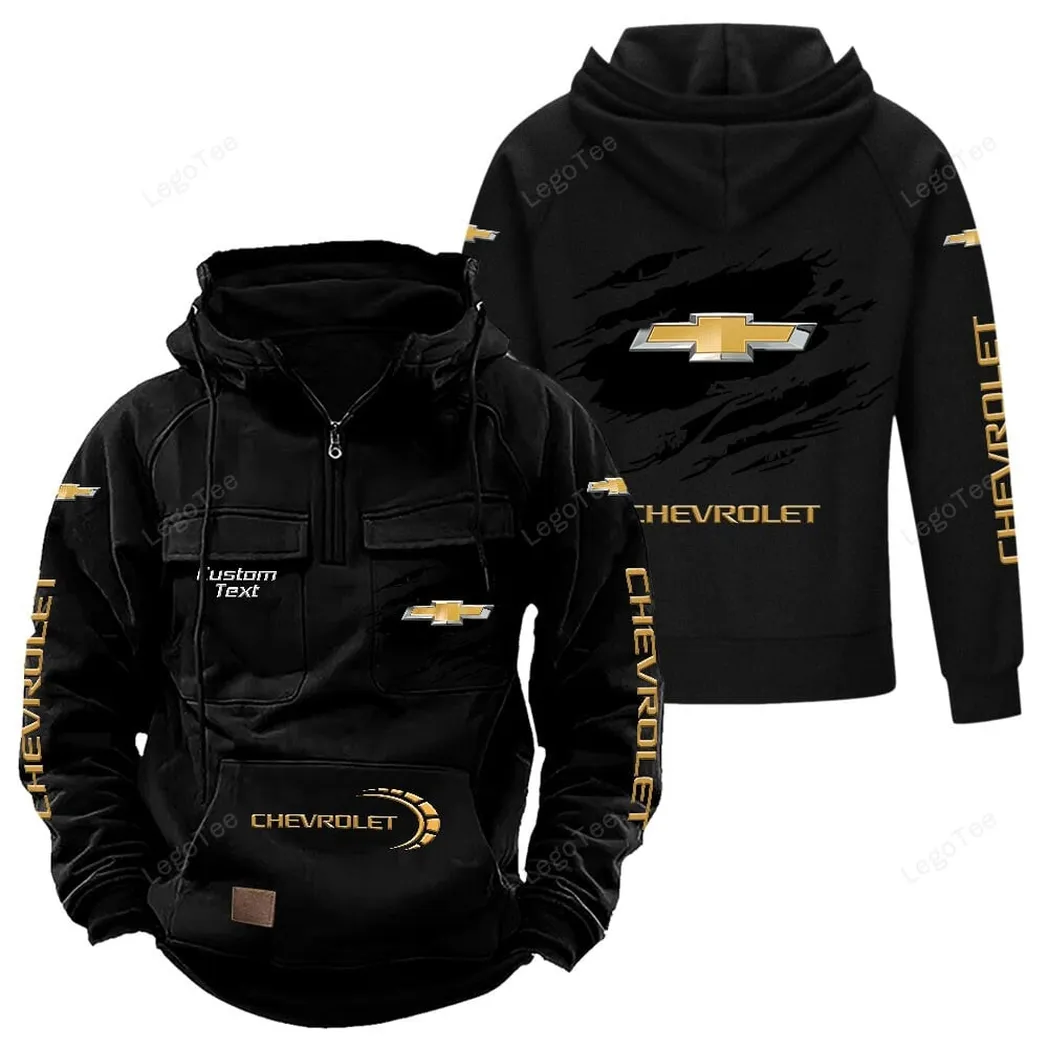 Chevrolet Tactical Quarter Zip Hoodie, Gift For Chevrolet Lovers, Gift For Him, Husband, Boyfriend - Black CAR122021425008-2