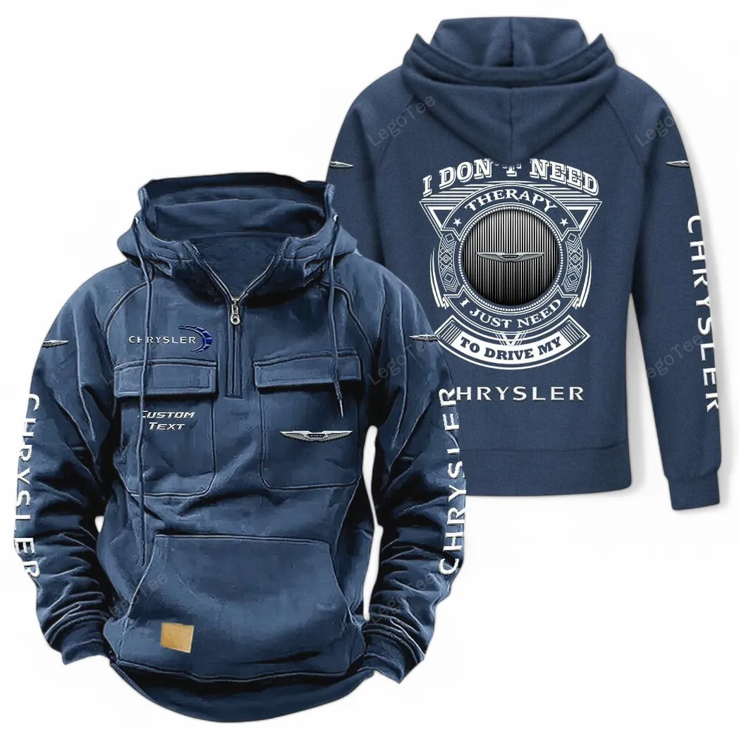 Chrysler Tactical Quarter Zip Hoodie CAR106021525058, Gifts For Men, Him, Husband, Boyfriend - Dark Blue