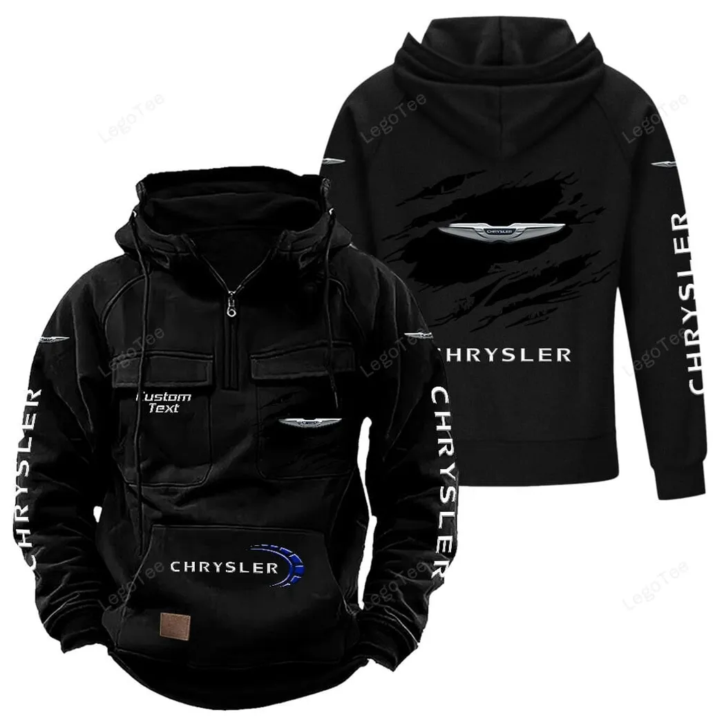 Chrysler Tactical Quarter Zip Hoodie, Gift For Chrysler Lovers, Gift For Him, Husband, Boyfriend - Black CAR122021425027-2