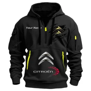 Citroen Half Zip Hoodie CAR113021425815, Best Gift for Him, Husband, Boyfriend - Black