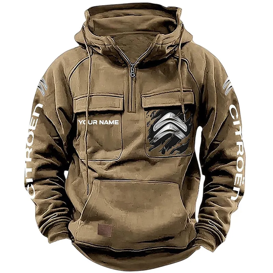 Citroen Hoodie Tactical Quarter Zip, Gift For Citroen Lovers CAR164022425145 - Khaki