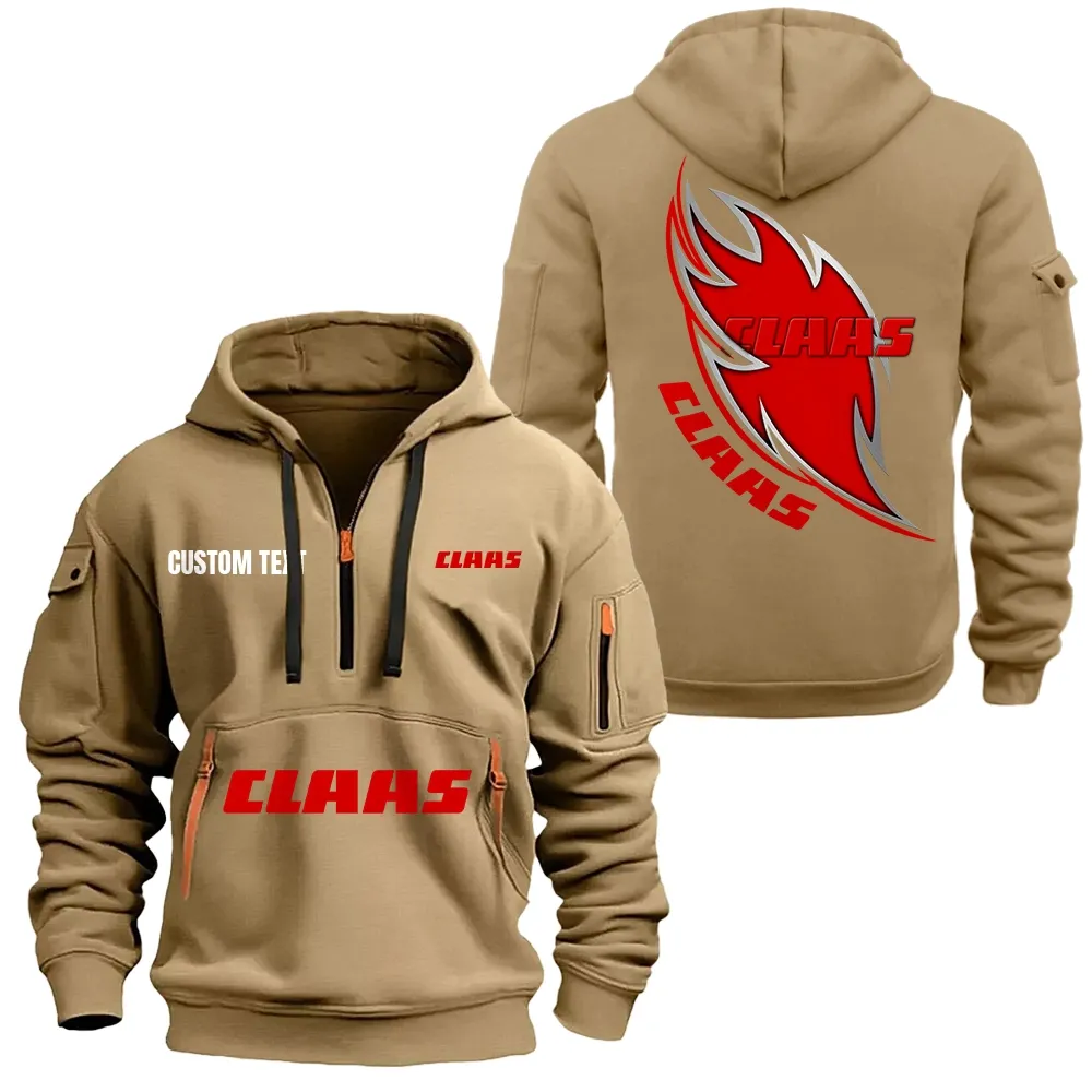 Claas Hoodie Half Zipper CAR1701112062, CAR All Over Print Hoodie Half Zipper - Khaki