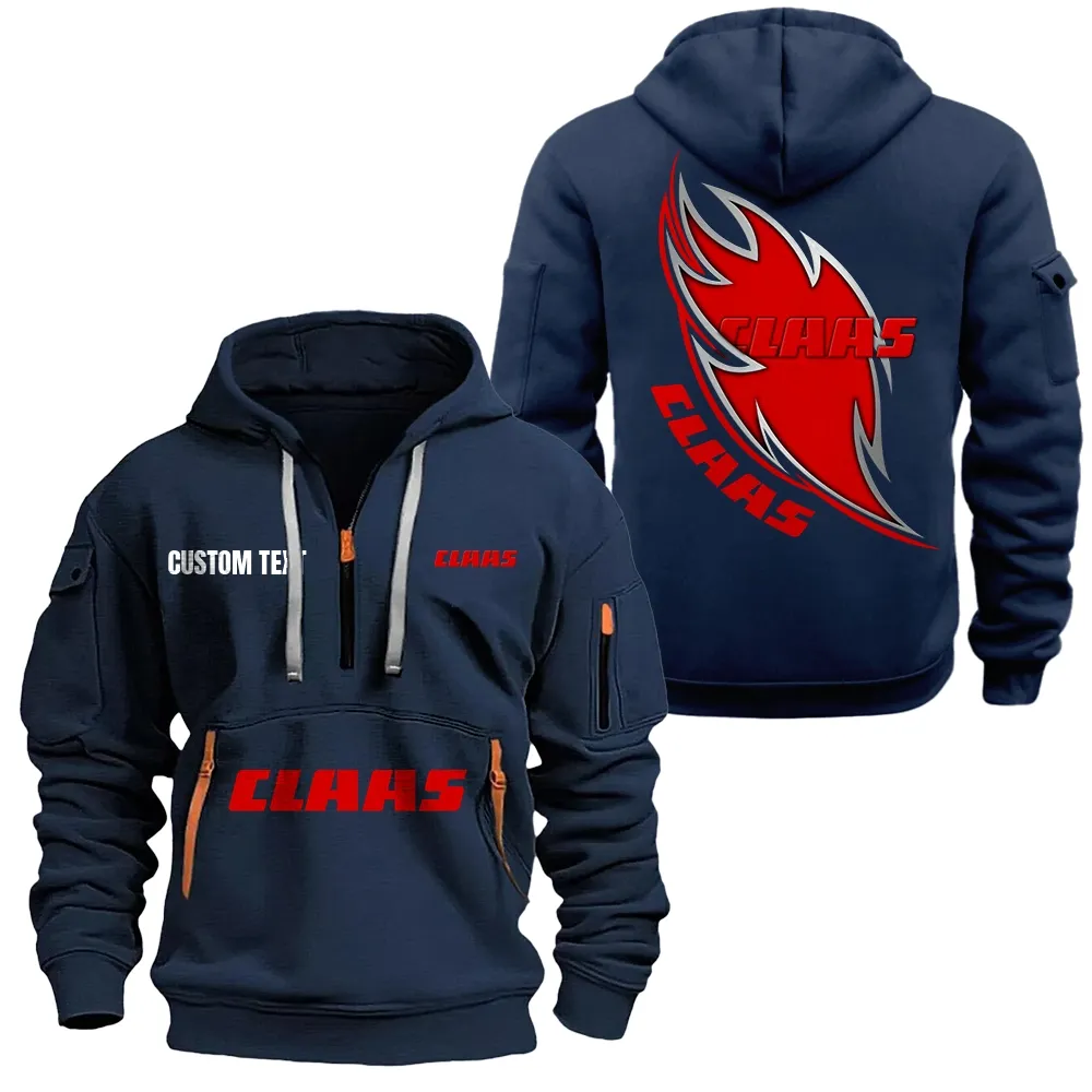 Claas Hoodie Half Zipper CAR1701112062, CAR All Over Print Hoodie Half Zipper - Navy