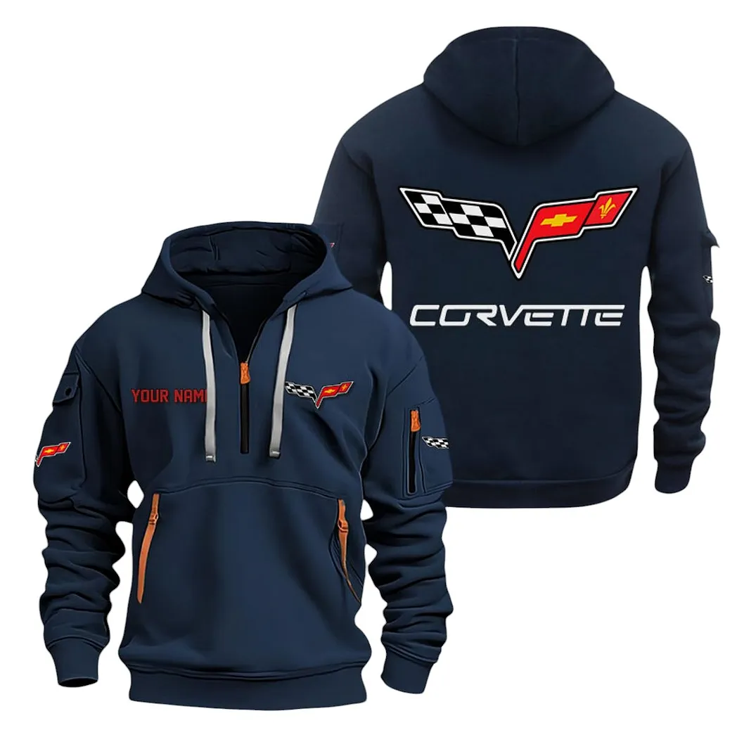 Corvette C6 Half Zip Hoodie For Men, Gift For Corvette C6 Lovers CAR20022125706 - Navy