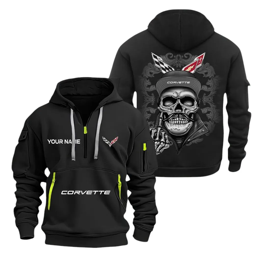 Corvette Old Half Zip Hoodie For Men, Gift For Corvette Old Fan CAR166022625113 - Black