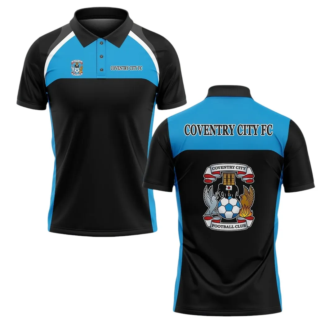 Coventry City Polo Shirt Classic Style Black EPL22042525461