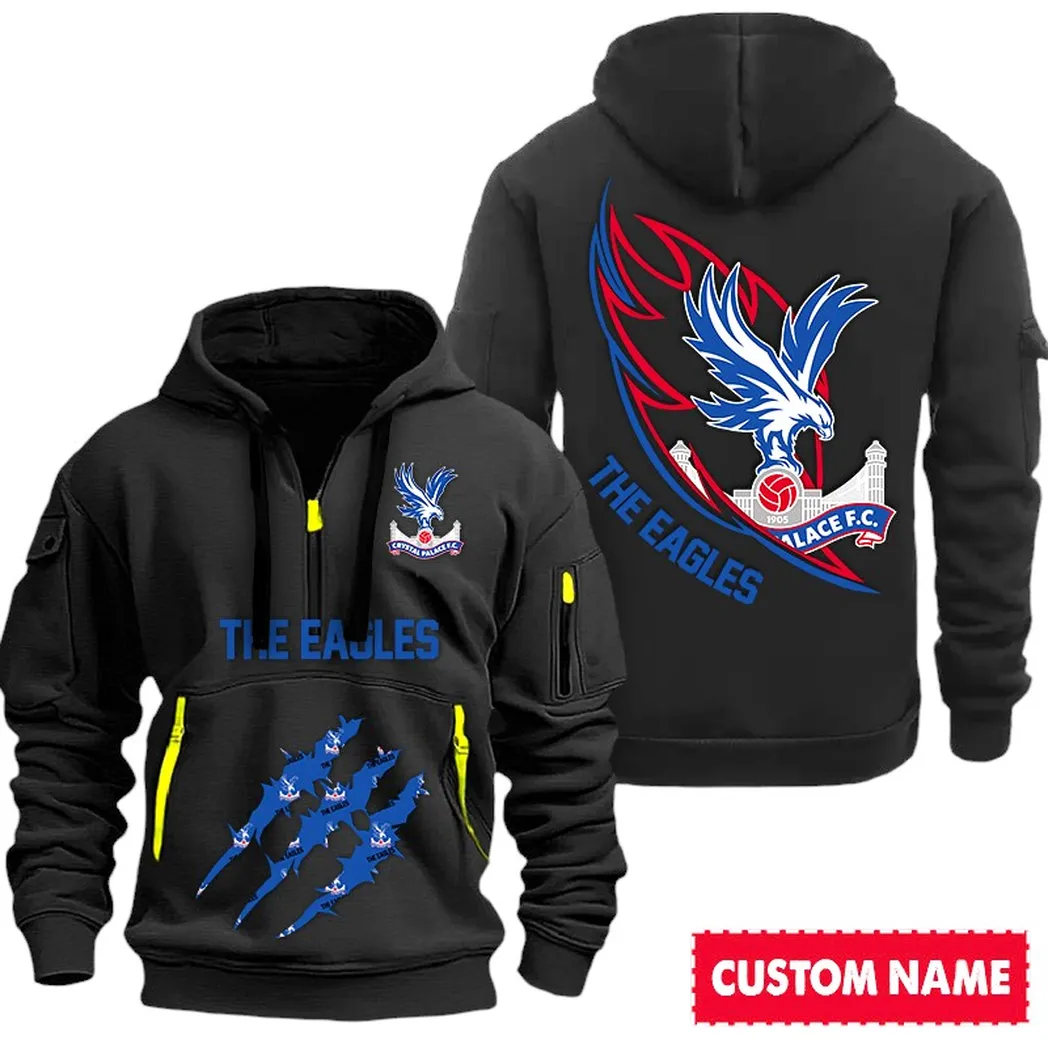 Crystal Palace EPL Hoodie Half Zipp SPO0120007, Gift For Fan Crystal Palace - Black